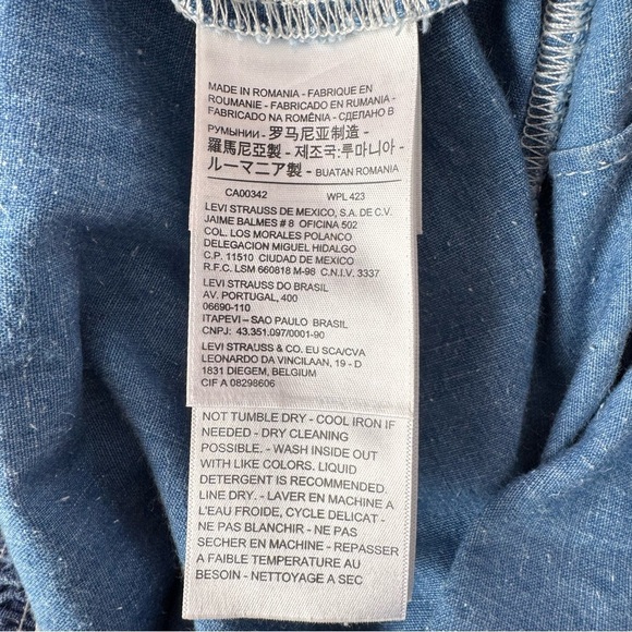 Levi’s Light Neppy Chambray Cotton Linen Overall Sundress Blue Size 0/XS - Picture 10 of 11